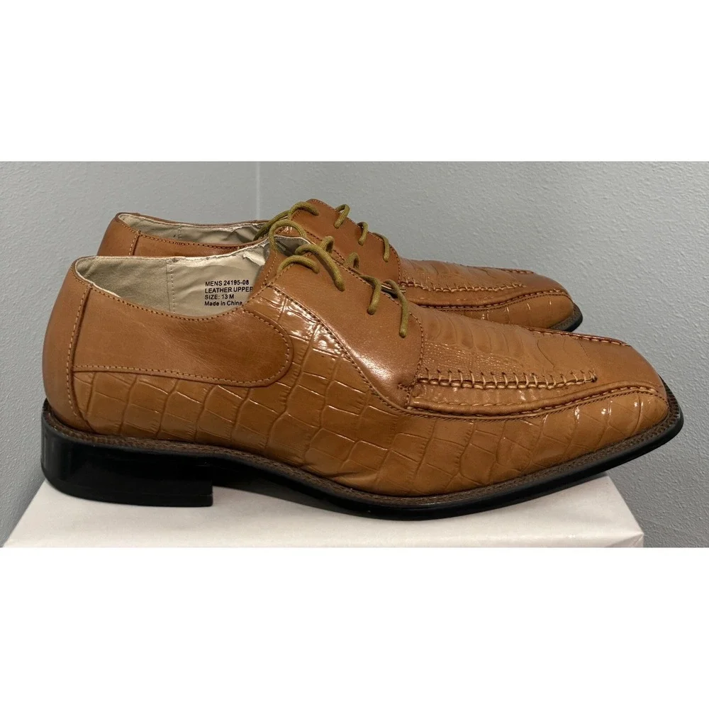 Stacy Adams 24195-08 Bicycle Square Croc Alligator Print Oxfords Mens 13 M